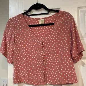 Japna Pink and White Polka Dot Blouse